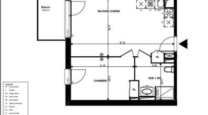 Apartment 2 rooms of 42 m² in Mimizan (40200)