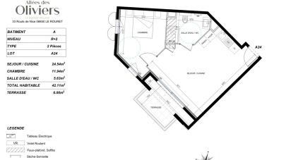 Appartement 2 pièces de 42 m² à Le Rouret (06650)