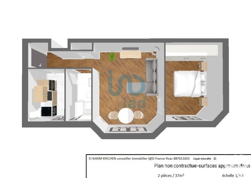 Appartement 2 pièces de 37 m² à Courbevoie (92400)