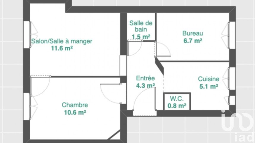 Appartement 3 pièces de 40 m² à Clichy (92110)