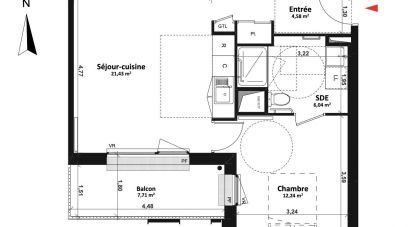 Appartement 2 pièces de 44 m² à Fleury-sur-Orne (14123)