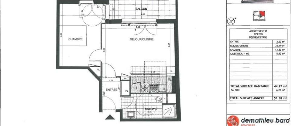 Appartement 2 pièces de 44 m² à Issy-les-Moulineaux (92130)