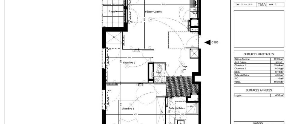 Appartement 3 pièces de 59 m² à Massy (91300)