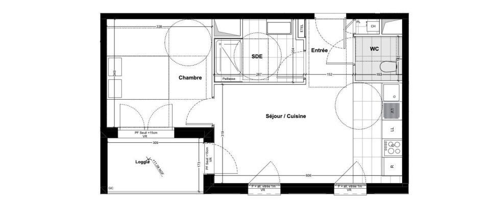 Appartement 2 pièces de 41 m² à Cabourg (14390)