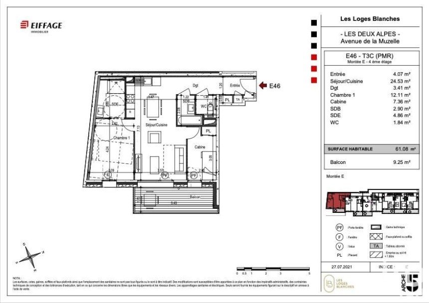 Appartement 3 pièces de 61 m² à LES DEUX-ALPES (38860)