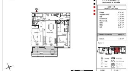 Appartement 3 pièces de 58 m² à LES DEUX-ALPES (38860)