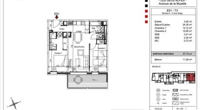 Apartment 3 rooms of 57 m² in LES DEUX-ALPES (38860)