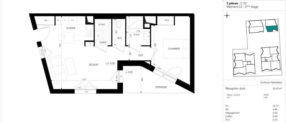 Apartment 2 rooms of 45 m² in Brest (29200)