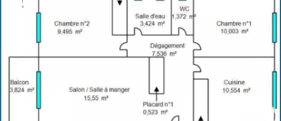 Appartement 3 pièces de 61 m² à Crépy-en-Valois (60800)
