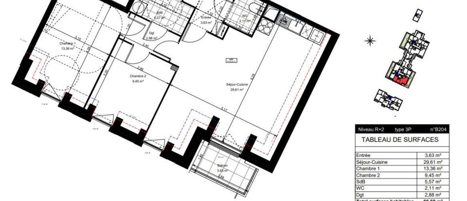Appartement 3 pièces de 66 m² à Sannois (95110)