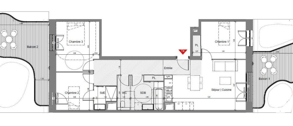 Appartement 4 pièces de 82 m² à Nice (06200)