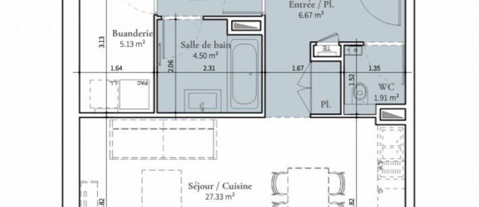 Appartement 3 pièces de 71 m² à Saint-Didier-au-Mont-d'Or (69370)