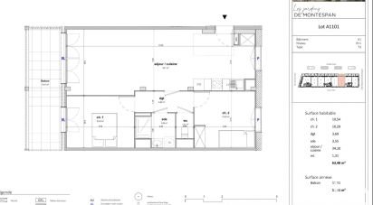 Appartement 3 pièces de 64 m² à Bussy-Saint-Georges (77600)