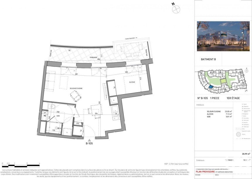 Apartment 1 room of 35 m² in Serris (77700)