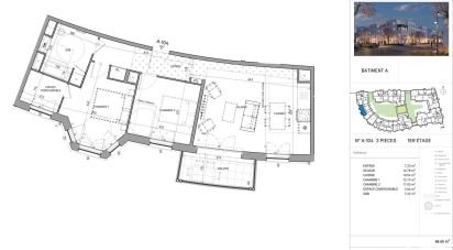 Appartement 3 pièces de 68 m² à Serris (77700)