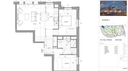 Appartement 3 pièces de 64 m² à Serris (77700)