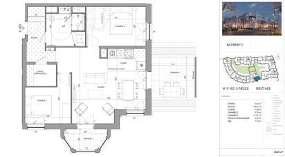 Appartement 3 pièces de 65 m² à Serris (77700)