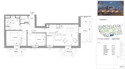 Apartment 3 rooms of 64 m² in Serris (77700)