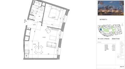 Appartement 2 pièces de 45 m² à Serris (77700)