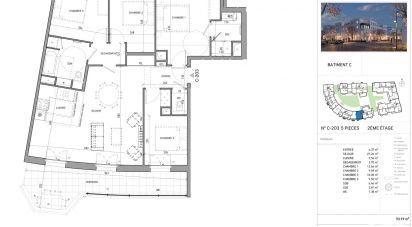 Apartment 5 rooms of 93 m² in Serris (77700)