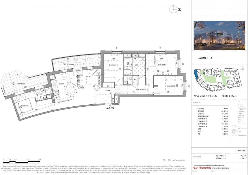 Apartment 5 rooms of 96 m² in Serris (77700)