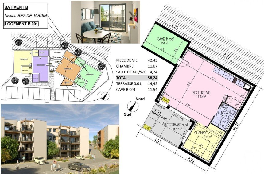 Appartement 2 pièces de 58 m² à Les Herbiers (85500)