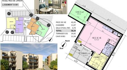 Appartement 2 pièces de 58 m² à Les Herbiers (85500)