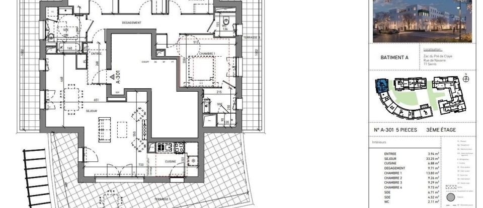 Apartment 5 rooms of 109 m² in Serris (77700)