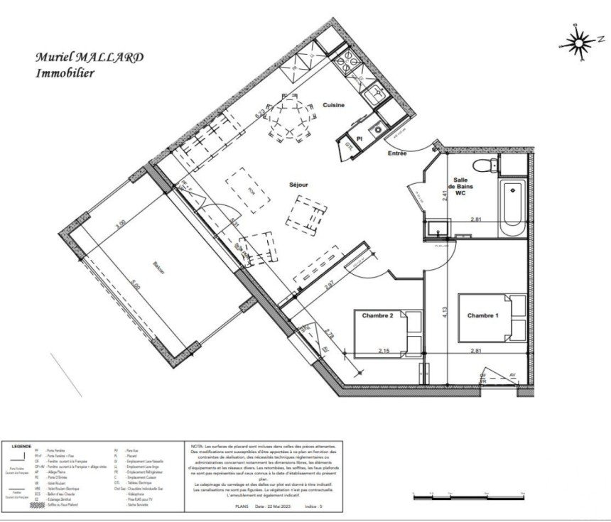 Appartement 3 pièces de 61 m² à Biganos (33380)