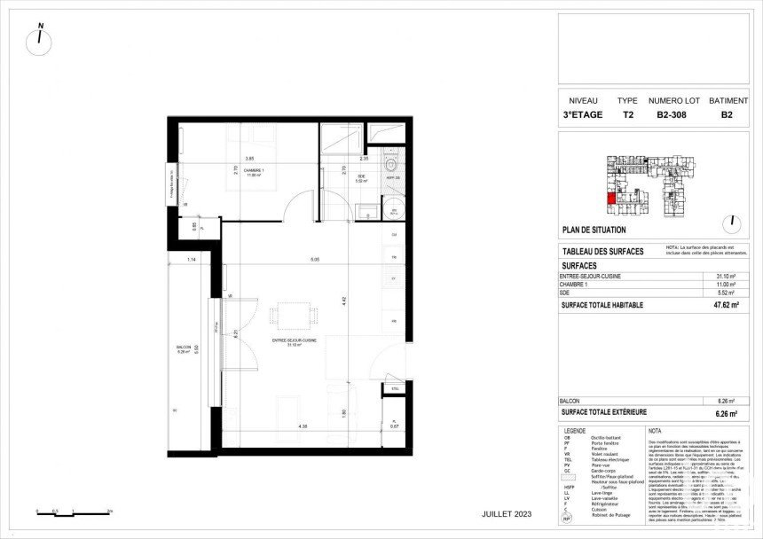 Appartement 2 pièces de 47 m² à Meaux (77100)
