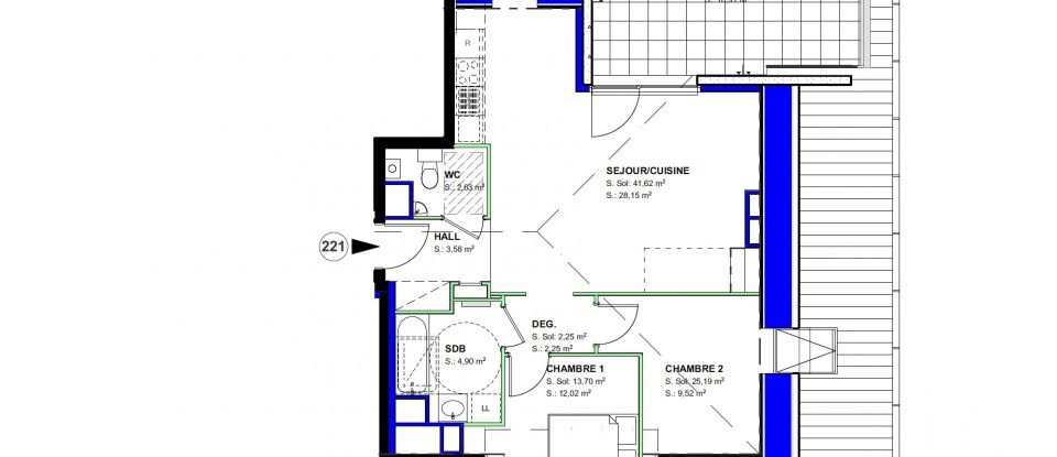 Appartement 3 pièces de 62 m² à Rosenau (68128)