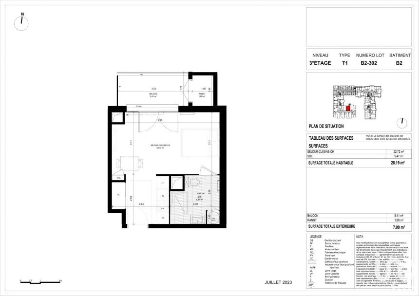 Appartement 1 pièce de 28 m² à Meaux (77100)