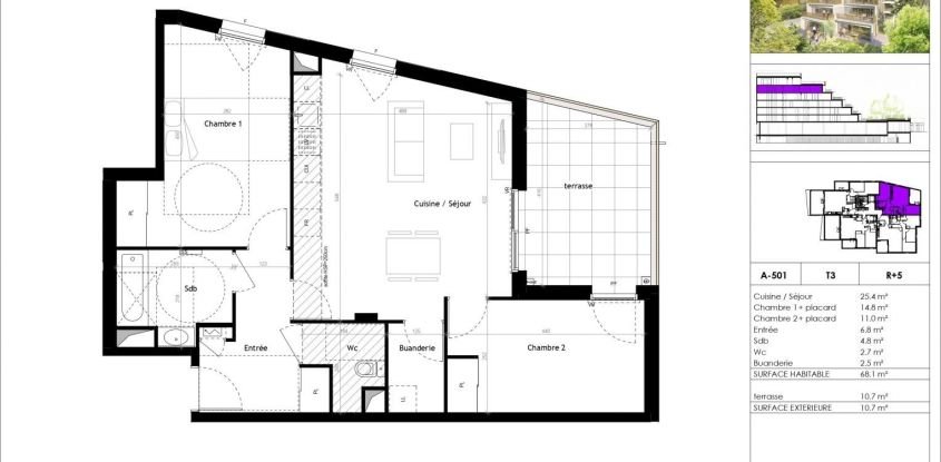Appartement 3 pièces de 68 m² à Roanne (42300)