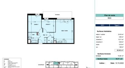 Apartment 3 rooms of 59 m² in Lens (62300)