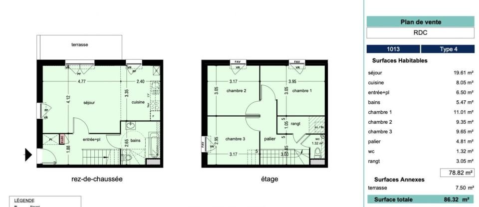 Appartement 4 pièces de 78 m² à Lens (62300)