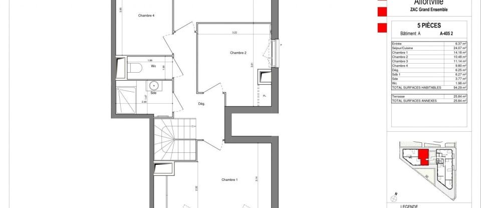 Duplex 5 rooms of 94 m² in Alfortville (94140)