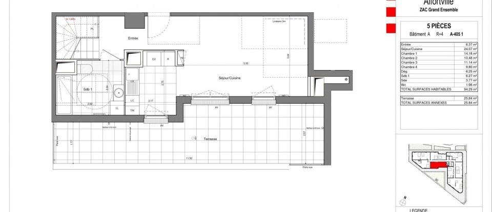 Duplex 5 rooms of 94 m² in Alfortville (94140)