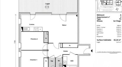 Apartment 3 rooms of 65 m² in Saint-Laurent-de-la-Salanque (66250)