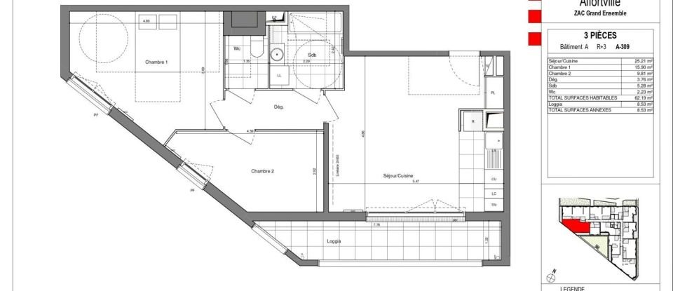 Appartement 3 pièces de 62 m² à Alfortville (94140)