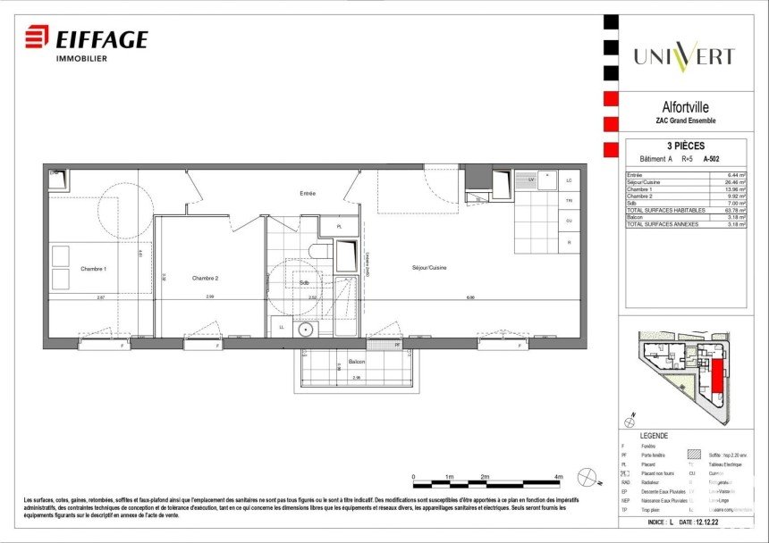 Appartement 3 pièces de 64 m² à Alfortville (94140)