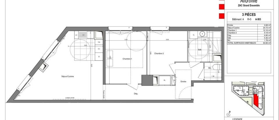 Appartement 3 pièces de 63 m² à Alfortville (94140)