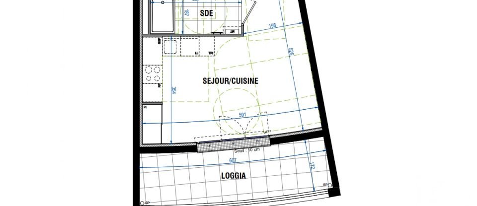 Studio 1 pièce de 28 m² à Bordeaux (33800)