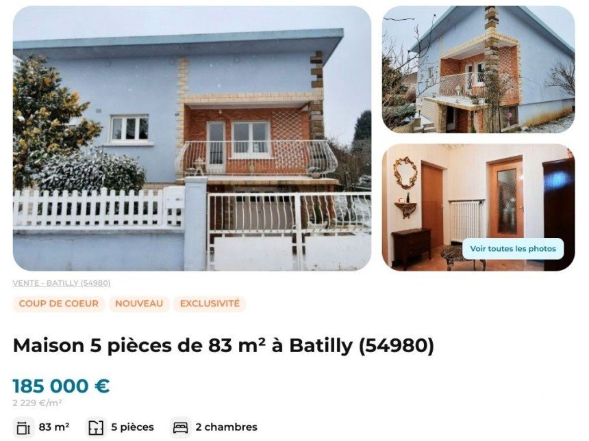 Maison 5 pièces de 83 m² à Batilly (54980)