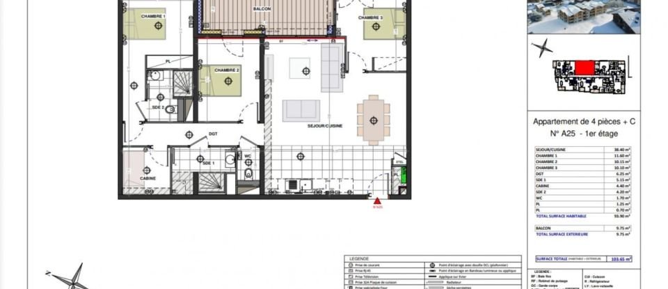 Appartement 3 pièces de 93 m² à Les Gets (74260)