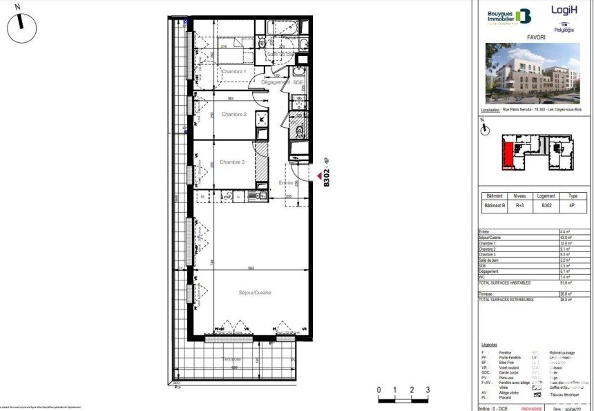Appartement 4 pièces de 91 m² à Les Clayes-sous-Bois (78340)