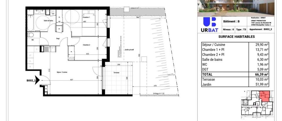 Appartement 3 pièces de 66 m² à Serpaize (38200)