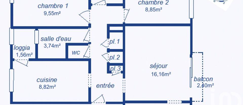 Apartment 4 rooms of 70 m² in Cholet (49300)