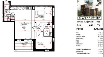 Appartement 3 pièces de 64 m² à Angers (49000)