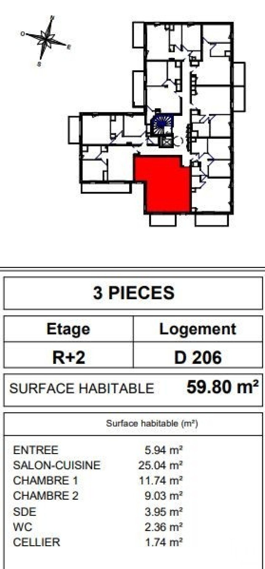Apartment 3 rooms of 59 m² in Quimper (29000)