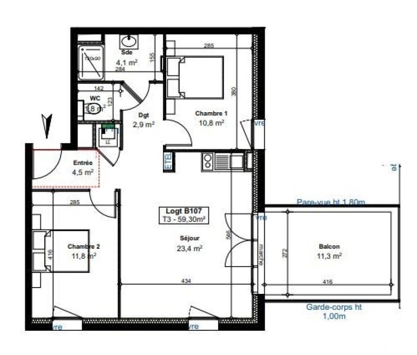 Apartment 3 rooms of 59 m² in Saint-Gilles-Croix-de-Vie (85800)